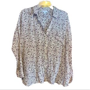 J.Jill Purple Floral Button Down Shirt